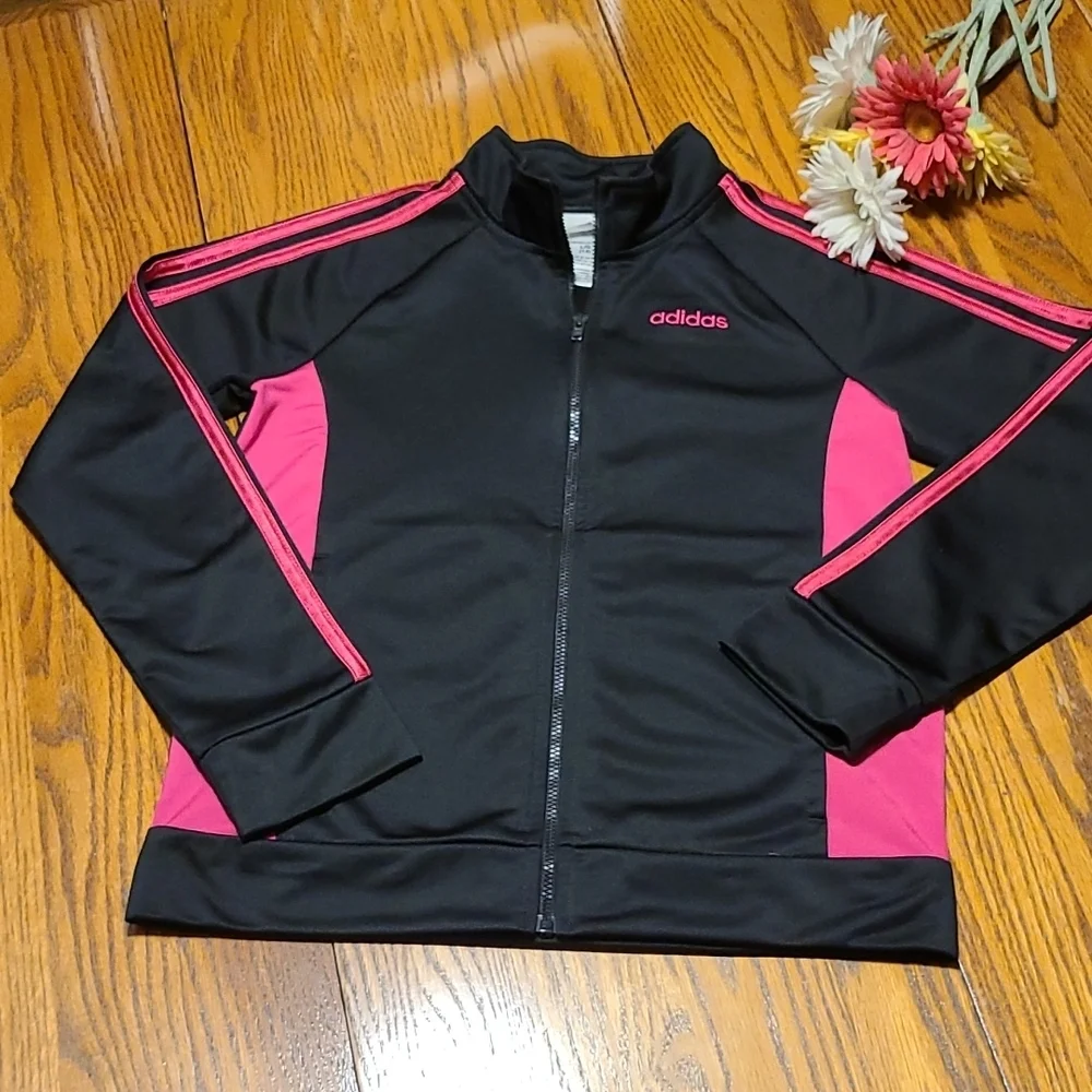 Adidas athletic jacket - black and pink
